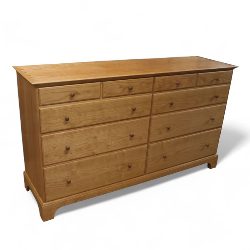 10 drawer cherry dresser with mitered base