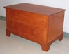 Custom made blanket chest with drawer. Curly maple with an amber finish. 32.75" x 19" x 20" high